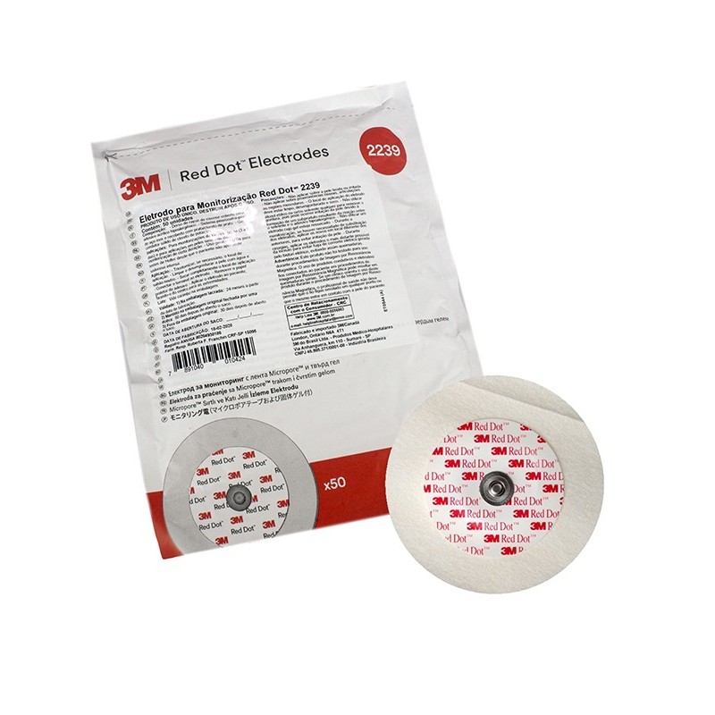 Vorgelierte mikroporenelektroden für ekg 6 cm 3m red dot 2239 - pack. 50 elektroden