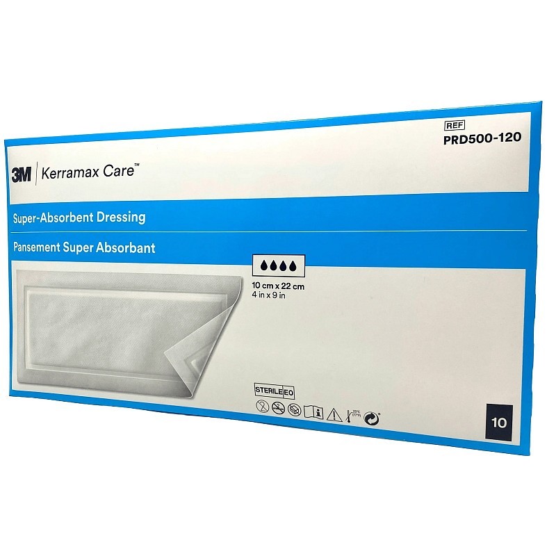 Kerramax care prd500-120 medicazione super assorbente, 10x22 cm, 10 pz.