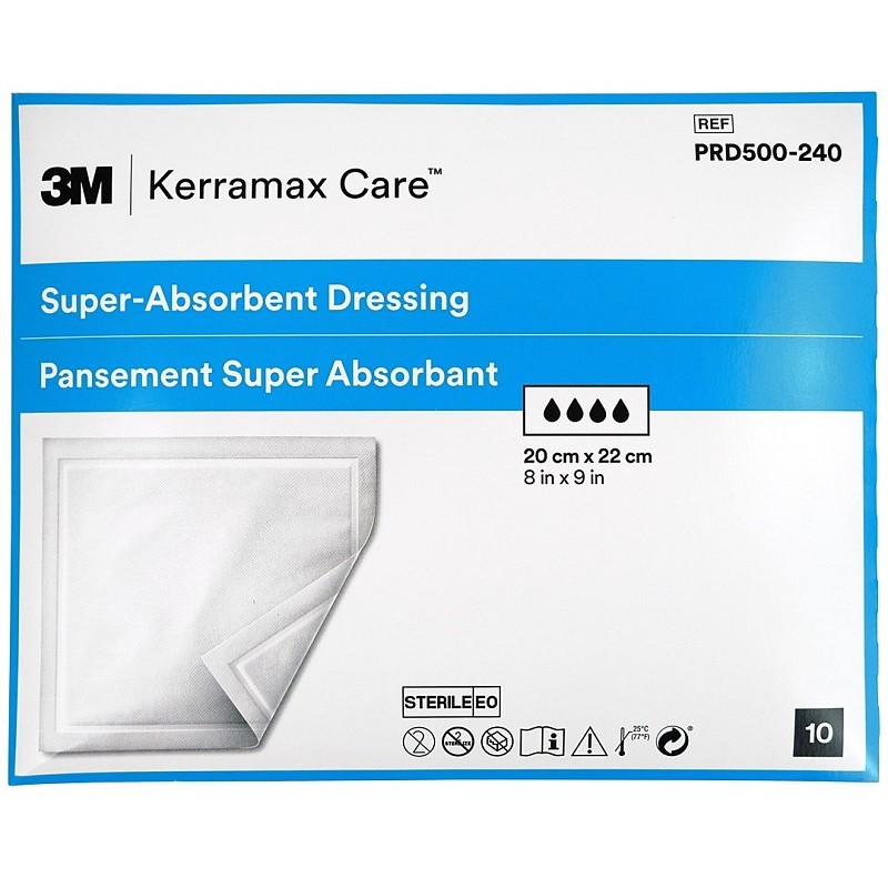 Kerramax care prd500-240 apósito súper absorbente, 20x22 cm, 10 uds.