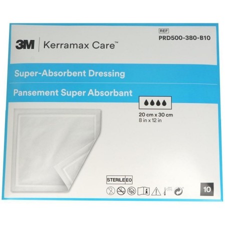 Kerramax care prd500-380-b10 super saugfähiger verband, 20x30 cm, 10 stk.