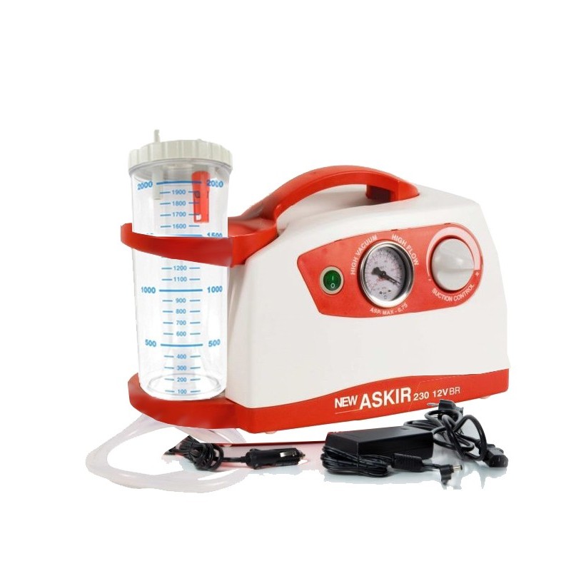 Ny askir 230/12v br kirurgisk aspirator - med batteri - 2-liters krukke re 310211/01