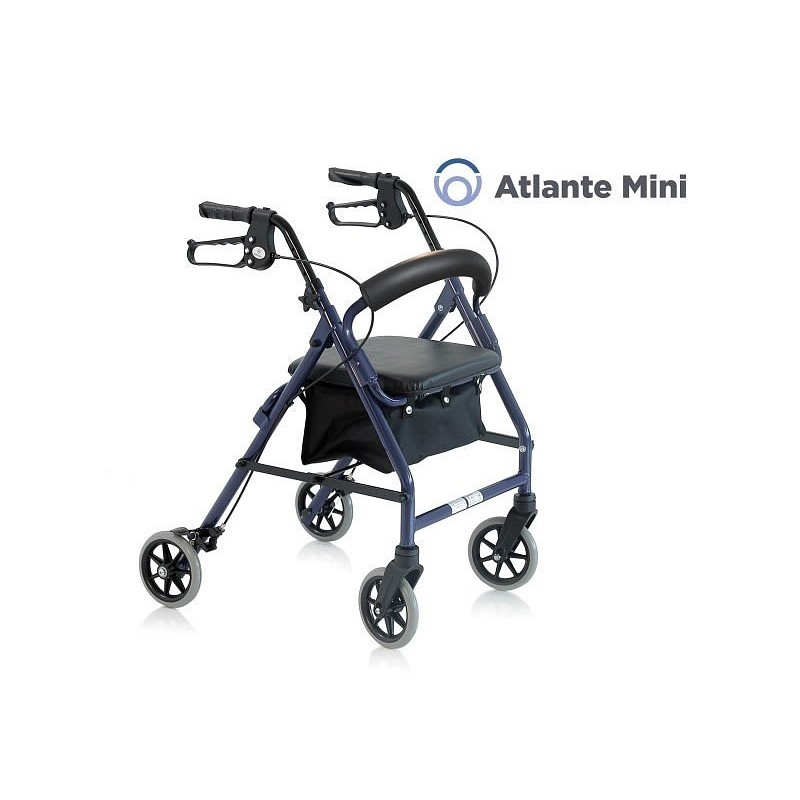 Faltbarer rollator aus lackiertem aluminium - 4 räder - mit gepolstertem sitz - atlante mini