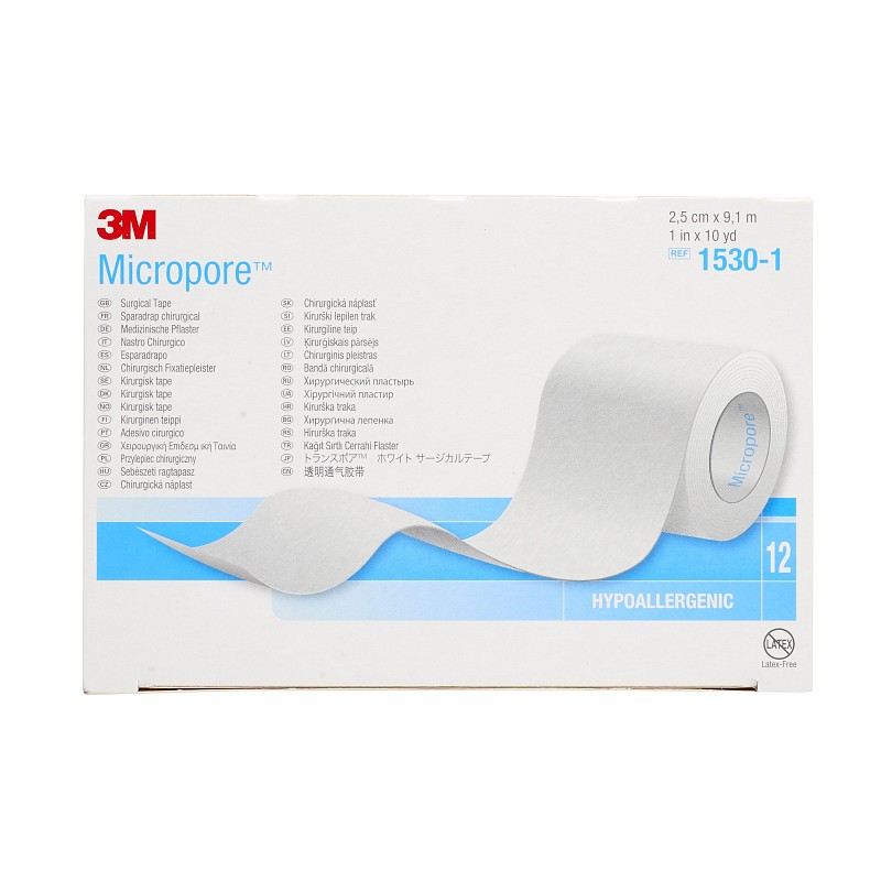 Micropore 3m 1530-1 - h 25 mm x 9,14 m - 12 rotoli