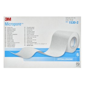 3m micropore 1530-1 papieren pleisterrol 5,1 cm x 9,14 m - 6 stuks.