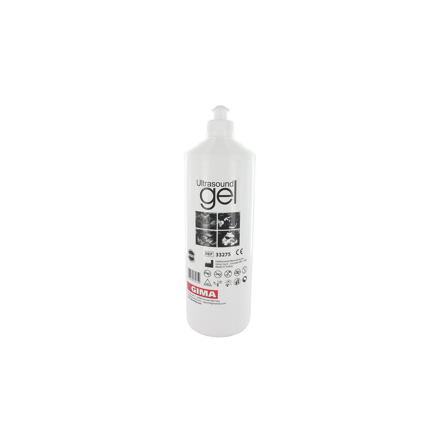 Gel transparente para ultrassom - frasco de 1 litro - pacote com 18 unidades