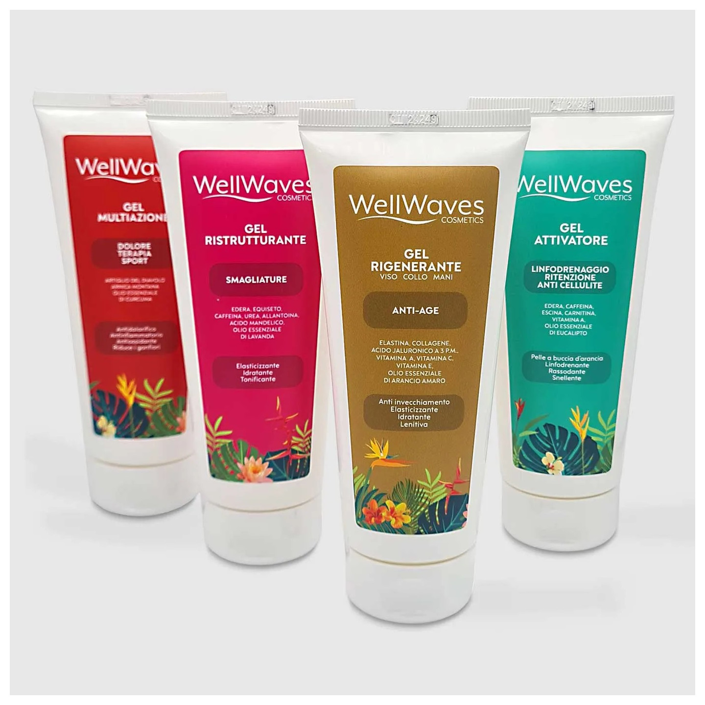 WellWaves Gel, Set mit 4 Gelen für Ultraschall und manuelle Massage