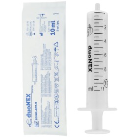 Bezihličková striekačka 10 ml duonex s excentrickým luer kužeľom - 100 kusov