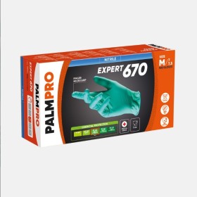 Guanti in nitrile senza polvere verdi EMNG - PALMPRO EXPERT 670 - 100 pz.