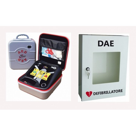 Weißer defibrillator-schrank