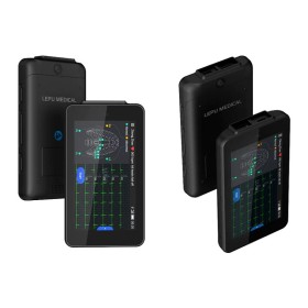 Pcecg-500 draagbare elektrocardiograaf in zakformaat met glasgow-interpretatie.