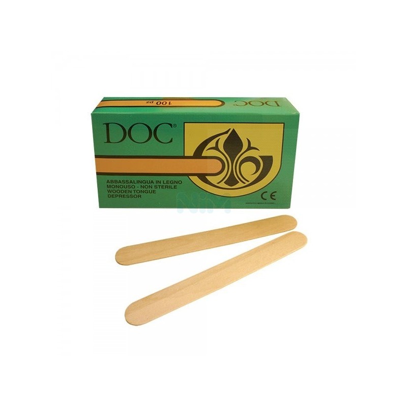 Abaixadores de língua de madeira não estéreis doc - 100 unidades.