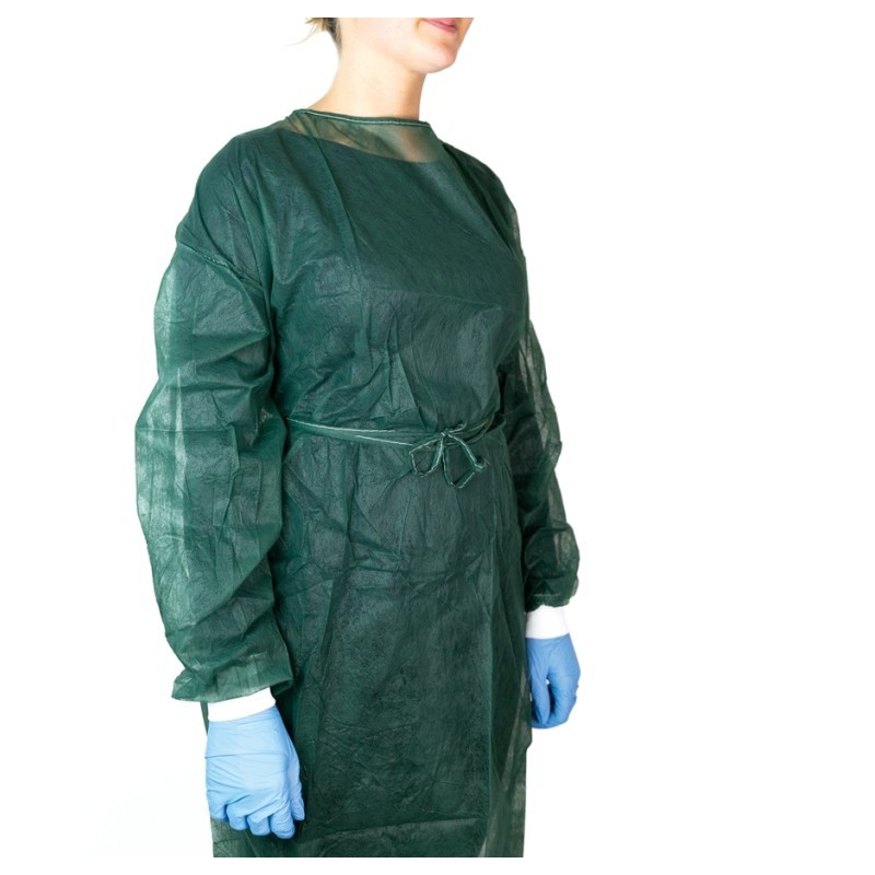 Avental descartável não estéril verde tnt - 10 unidades.