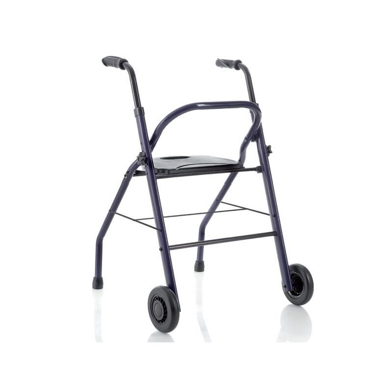 Rollator pliabil din otel vopsit - 2 roti - cu scaun si cos - zeus