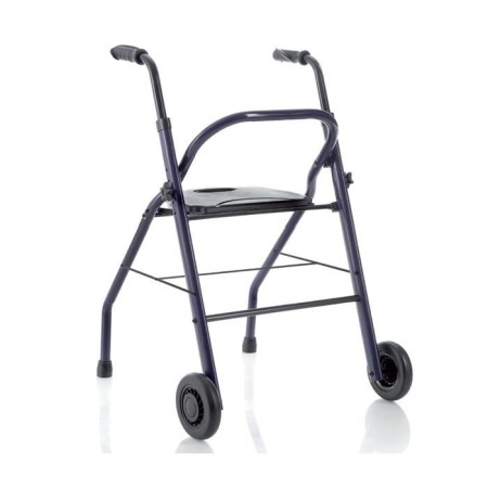 Andador plegable en acero pintado - 2 ruedas - con asiento y cesta - zeus