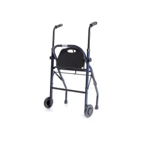 Rollator pliabil din otel vopsit - 2 roti - cu scaun si cos - zeus