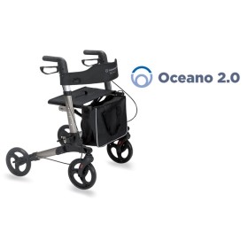 Fällbar rollator i grålackerad aluminium - ocean 2.0