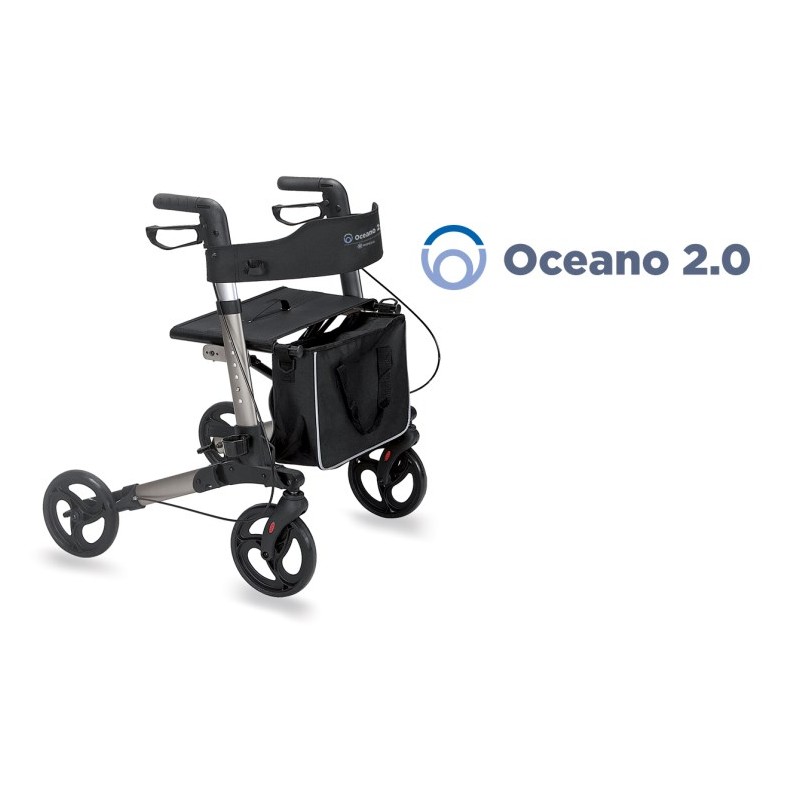 Zložljiv rolator iz sivo lakiranega aluminija - ocean 2.0