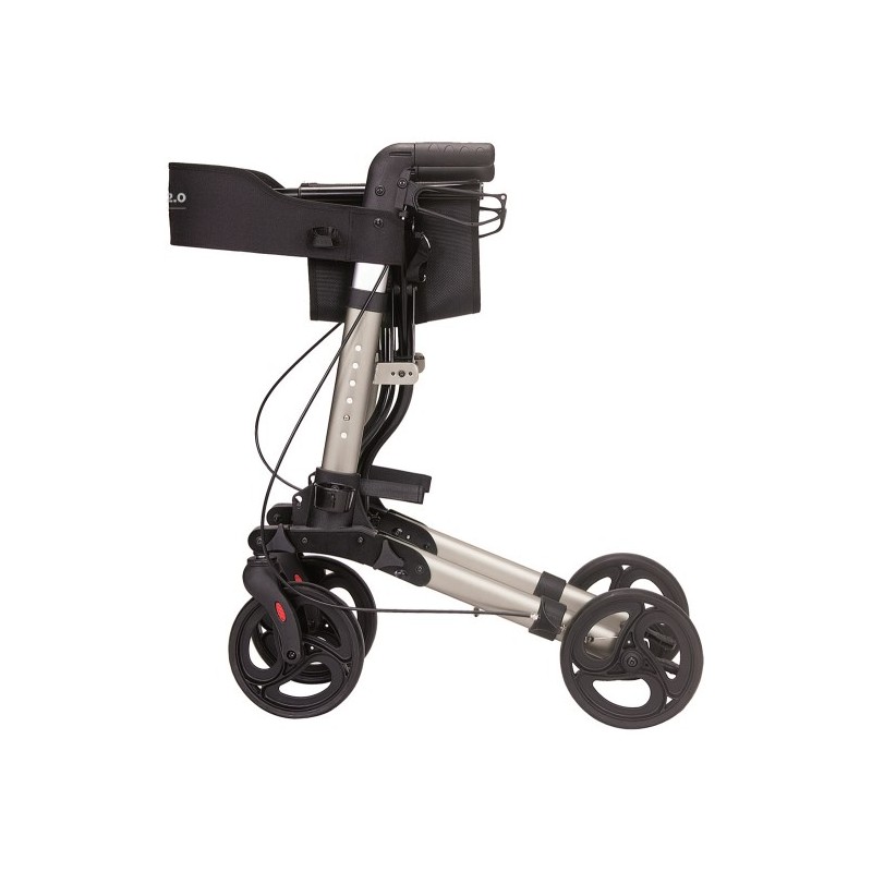Foldable rollator in grey painted aluminium - ocean 2.0