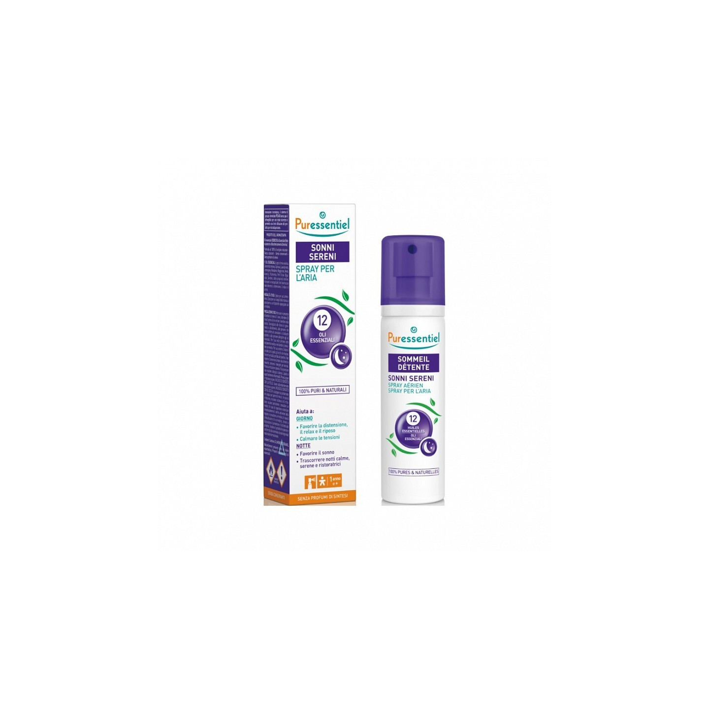 Puressentiel Sonni Sereni Spray per l'aria ai 12 Olii Essenziali