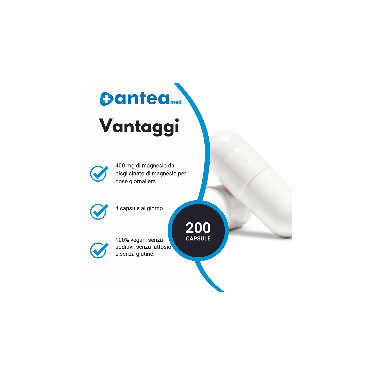 Bisglicinato de magnésio anteamed pure 200 cápsulas