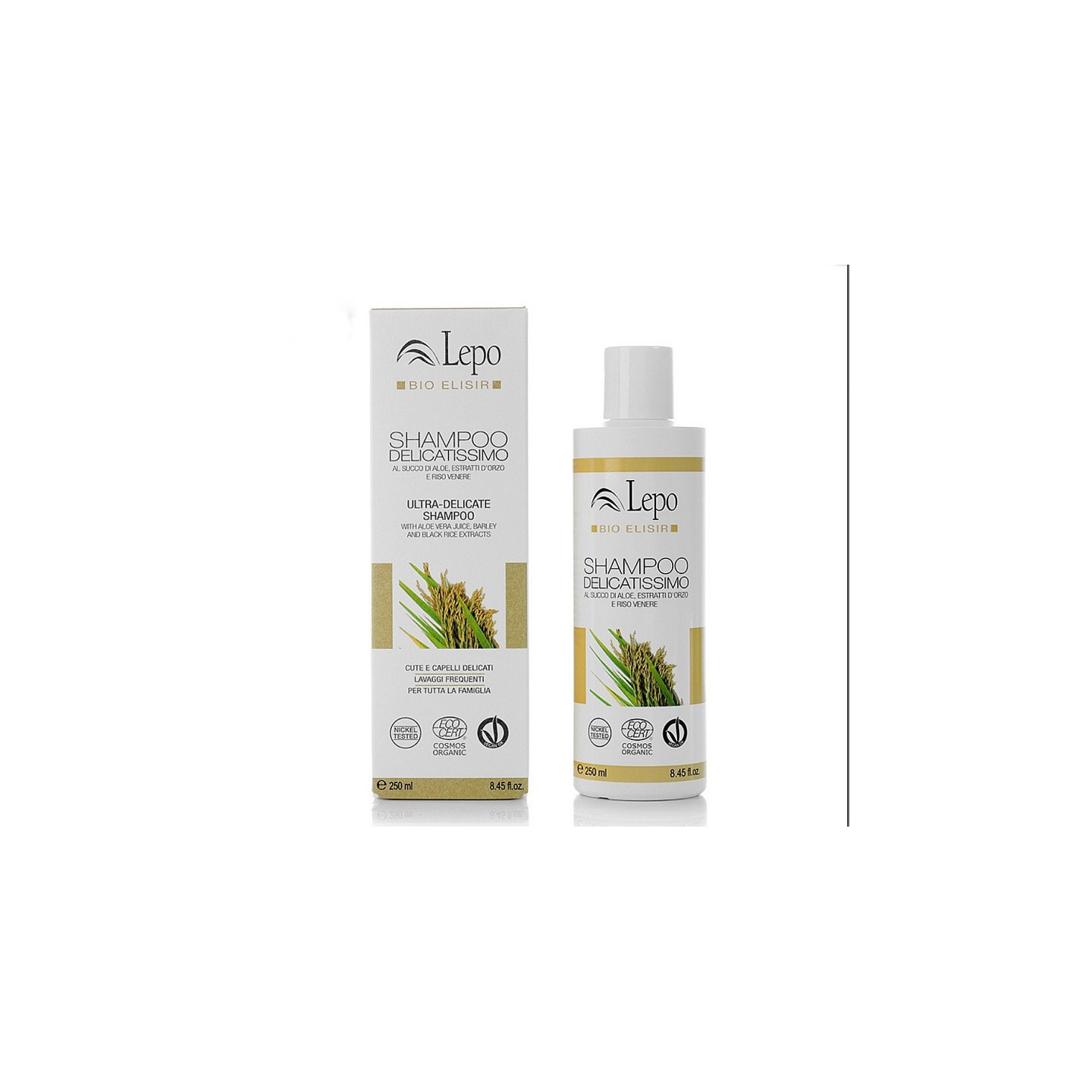 SHAMPOO DELICATISSIMO al succo di aloe, estratti di orzo e riso venere