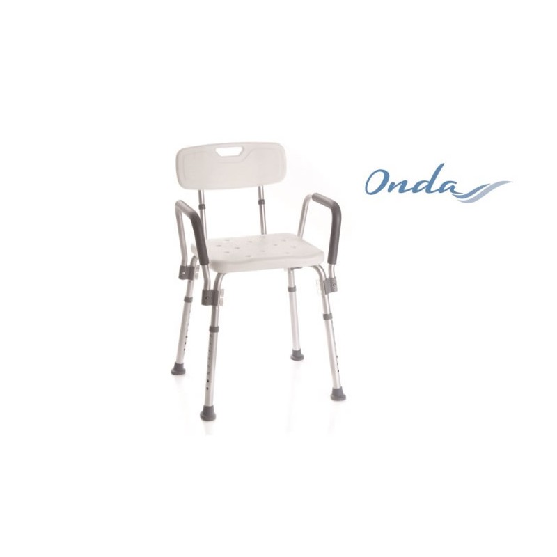 Asiento de ducha con respaldo y reposabrazos