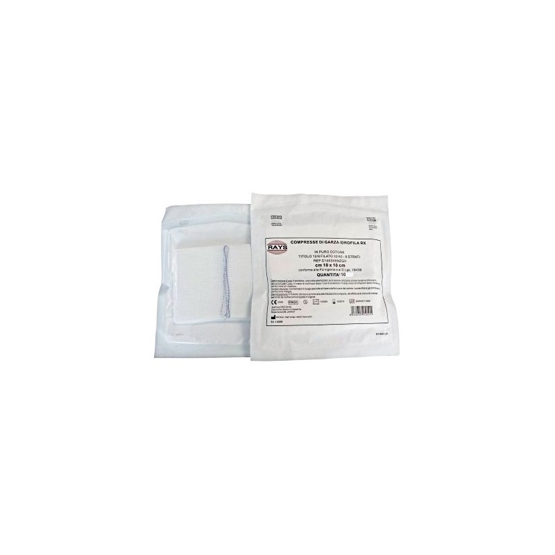 Sterile cotton folded gauze compress 10 x 10 cm 16 layers - 10 pcs.
