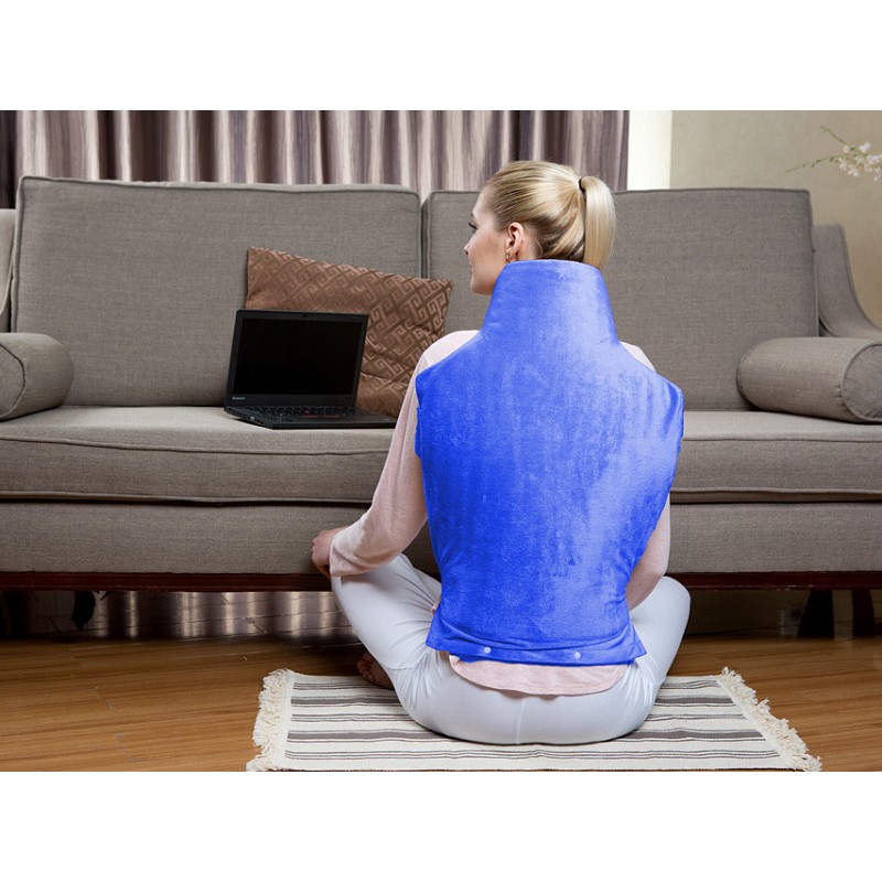 Coussin chauffant avec housse - gris/bleu clair