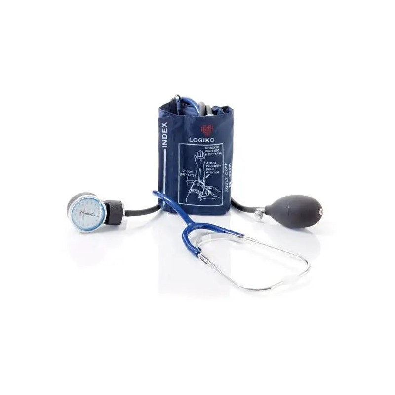 Tensiomètre anéroïde coordonné avec stéthoscope - bleu clair