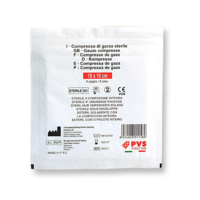 Sterilna gaza obkladka 4 plasti, 10 x 10 v eni vrečki