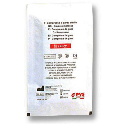 Steril tömörített gézzsák 18x40 cm, zsinór nélkül hajtogatva.