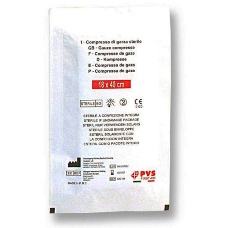 Sterile compressed gauze bag 18x40 cm folded without cord.